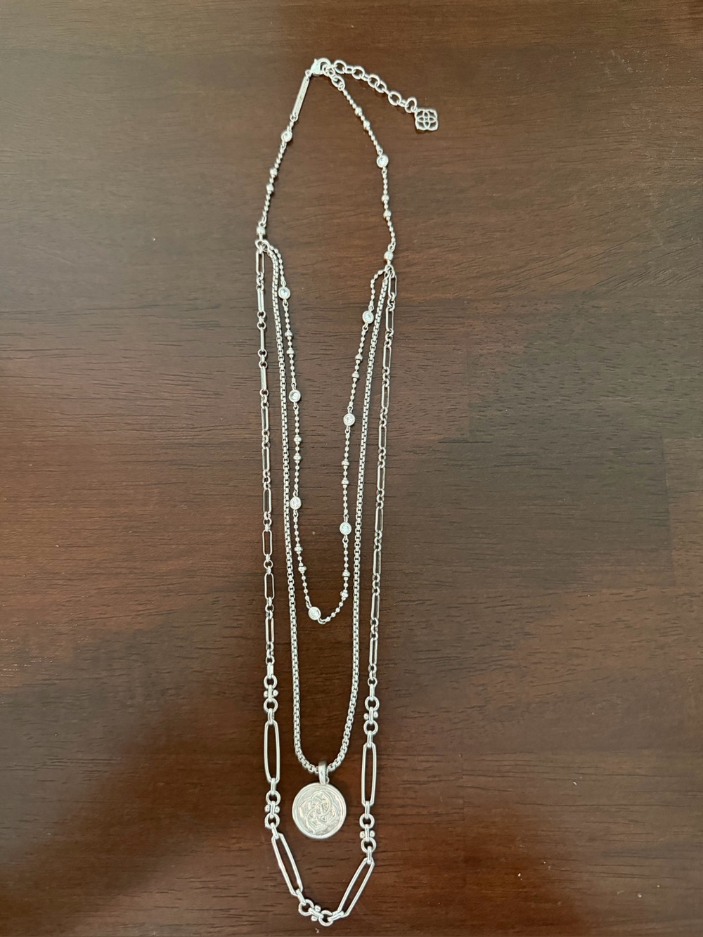 Kendra Scott Silver Multi-Layer Coin Pendant Necklace